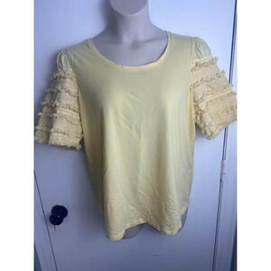 Yellow Pastel Ruffle Sleeve Womens Top Chicos 3 XL #1013